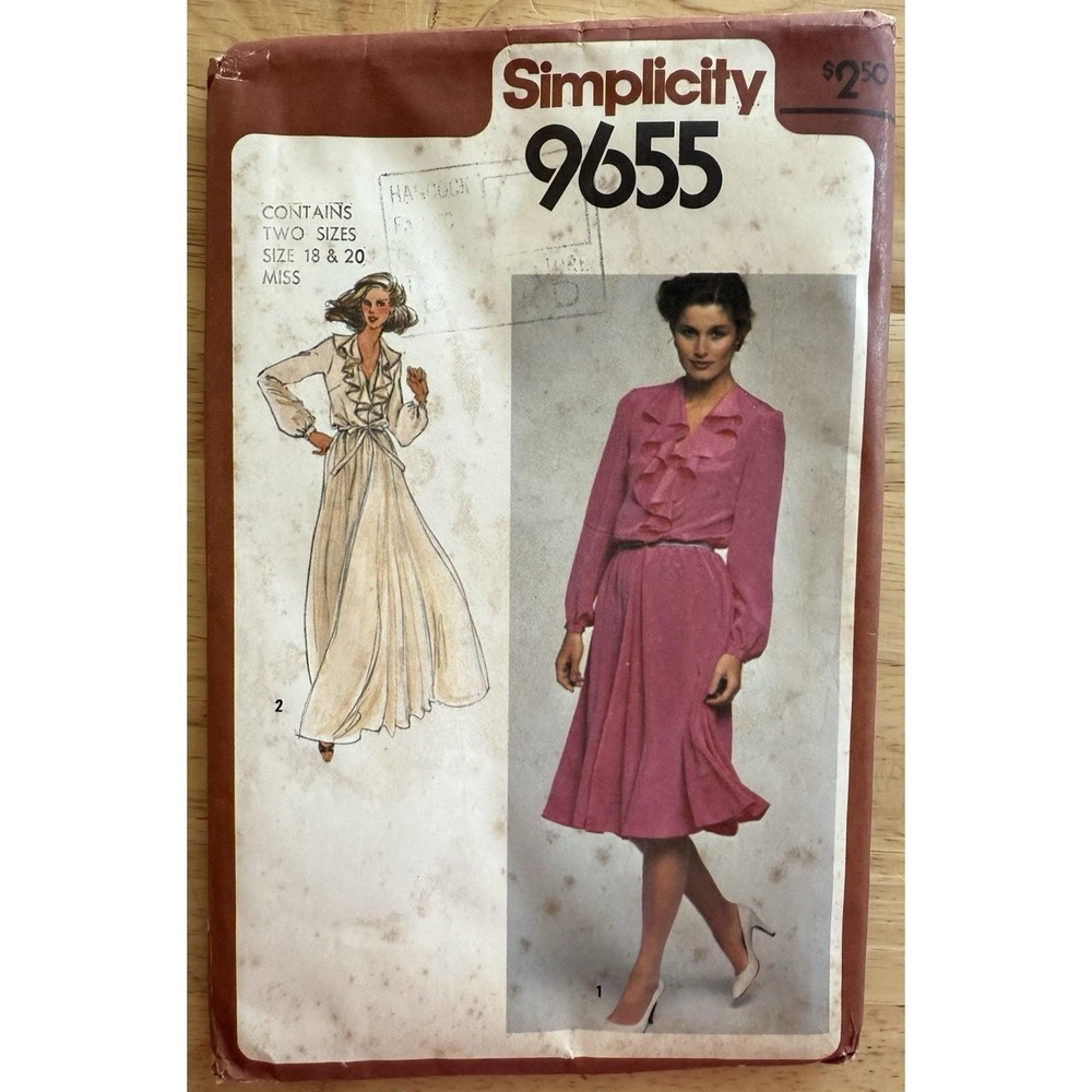 Simplicity Pattern 9655 Misses' Pullover Dress‎ In Two-Lengths Size 18-20 UC FF
